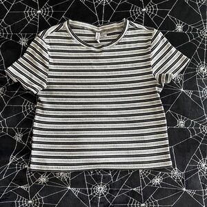 H&M Black and White Striped Short Sleeve Tee